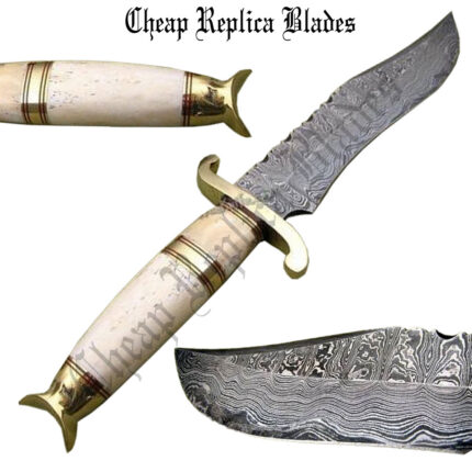 Bone Handle Damascus Knife-0