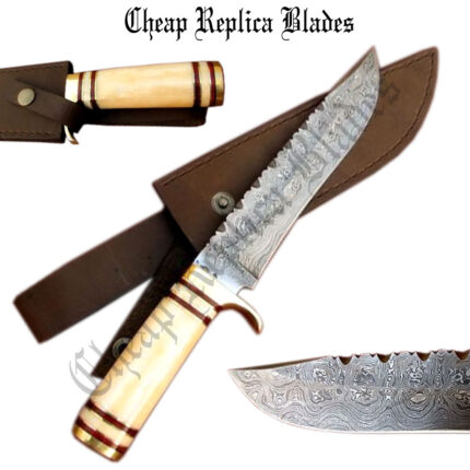 Bone Handle Damascus Steel Knife-0