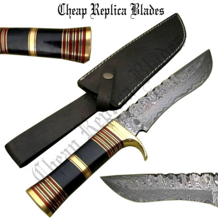 Buffalo Horn Handle Damascus Steel Knife-0