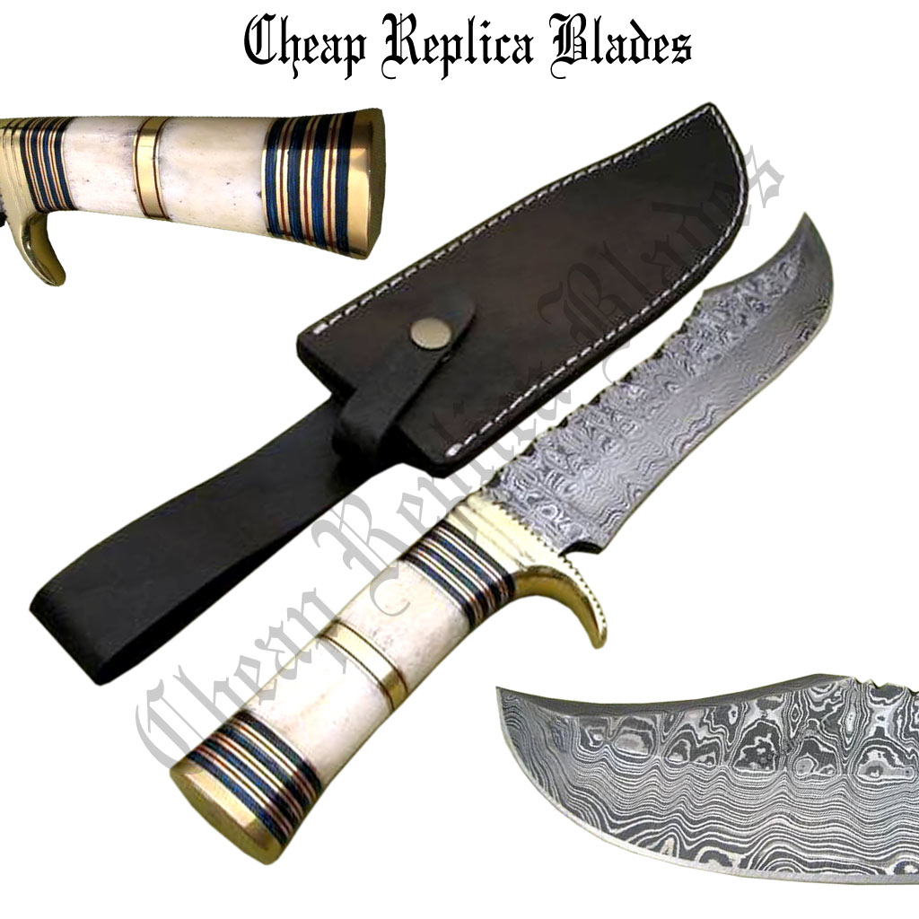 Camel Bone Carbon Steel Damascus Knife-0
