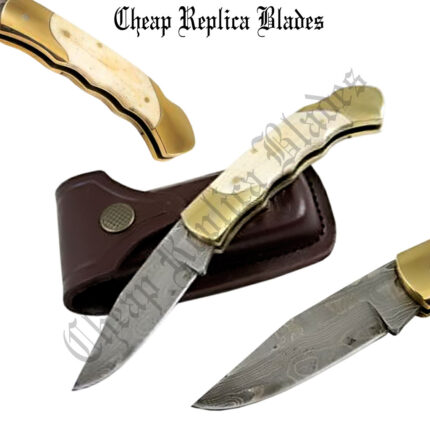 Camel Bone Damascus Steel Knife-0
