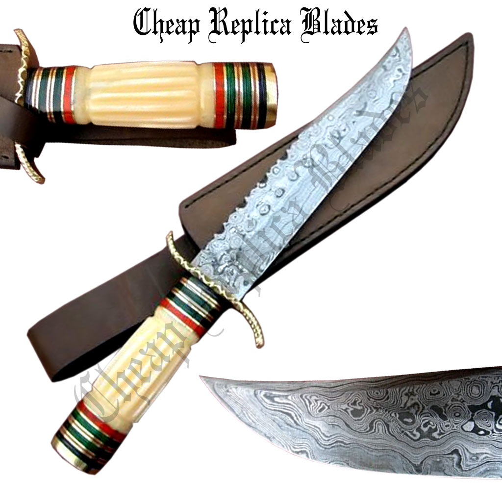 Custom Damascus Bone Craft Handle Knife-0