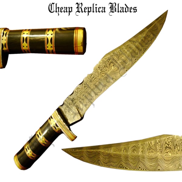 Damascus Bowie Beautiful Knife-0