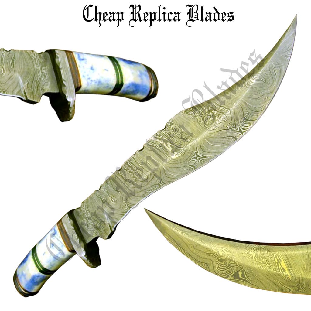 Damascus Bowie Hunter Blade Knife-0