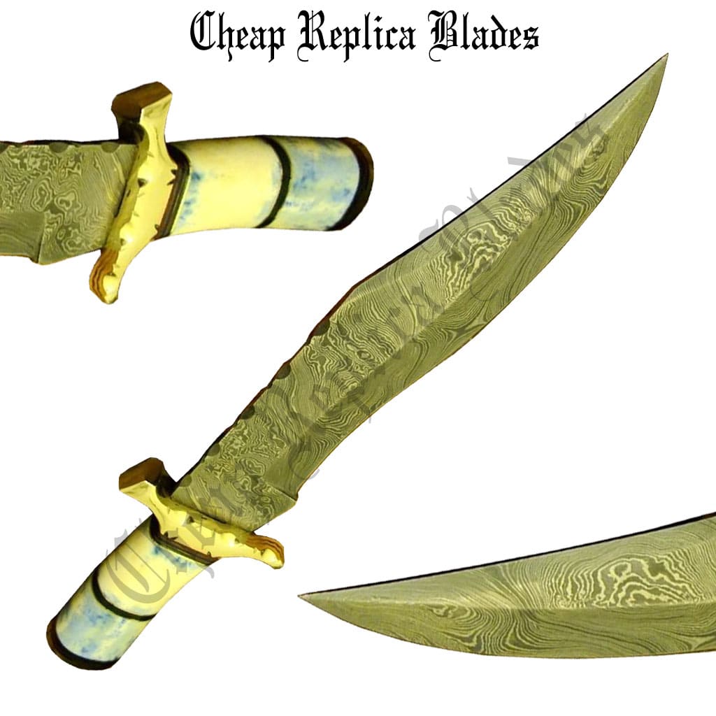 Damascus Bowie Hunter Knife-0