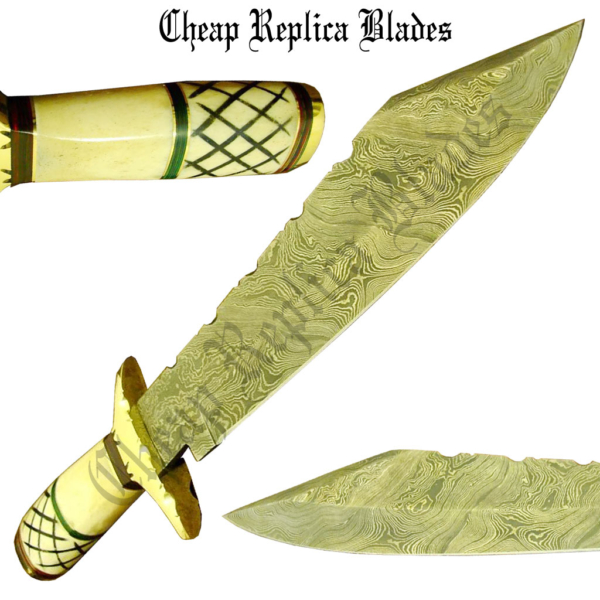 Damascus Bowie Knife Custom Sheath-0