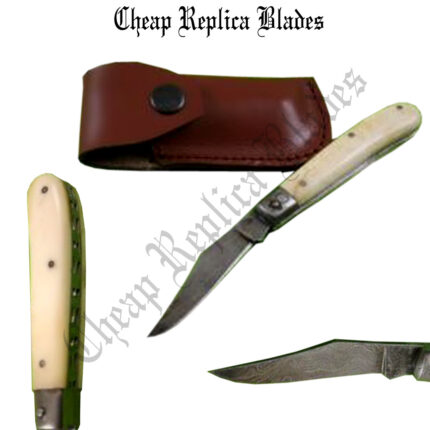 Damascus Carbon Steel Folding Knife-0