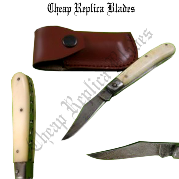 Damascus Carbon Steel Folding Knife-0