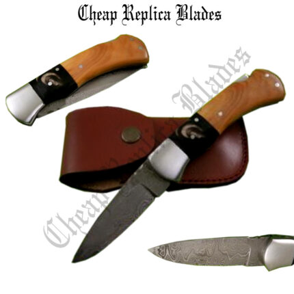 Damascus Folding Pocket Knife-0