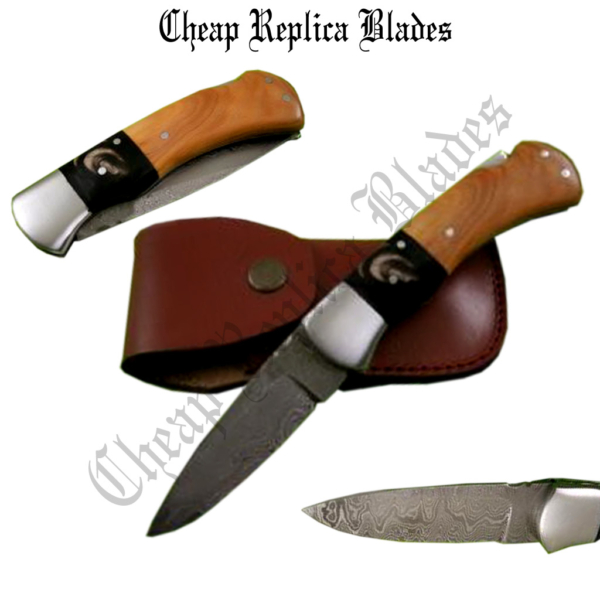 Damascus Folding Pocket Knife-0