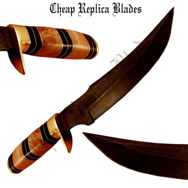 Damascus Custom Knife Marble Handle-0