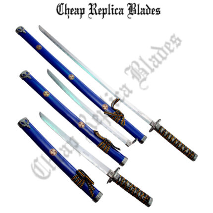 3-Piece Blue Samurai Sword Set-0