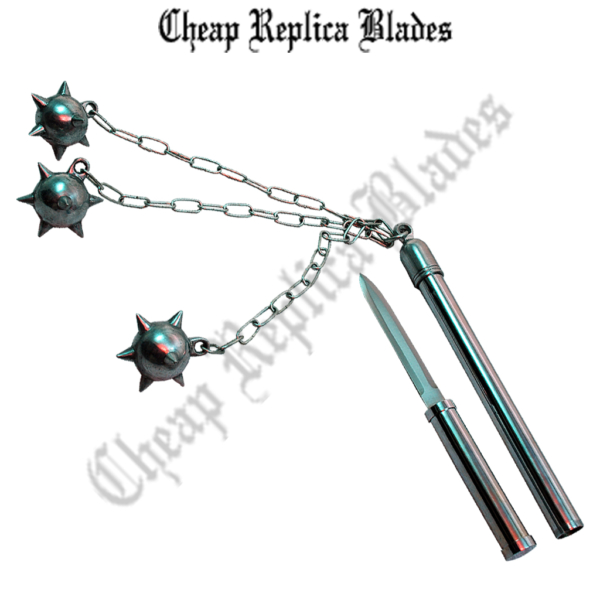 Triple Spiked Flail Mace with Knife